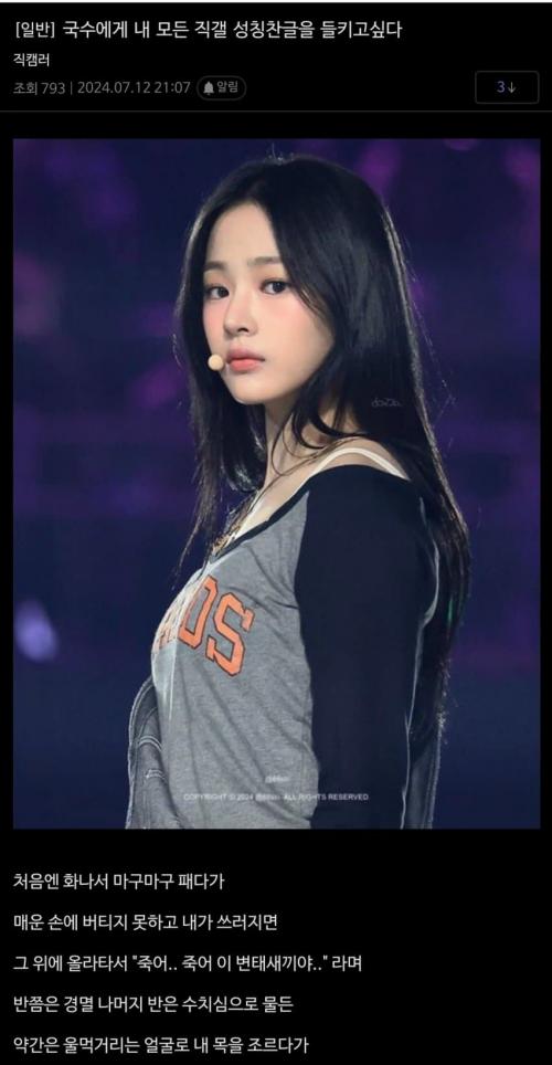 국수에게 내 모든 직갤 성칭찬글을 들키고싶다