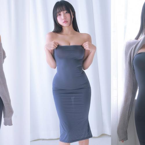 애니에 나오는 미시룩 입고 마트 가기ㅣ그레이 원피스 미시룩 룩북