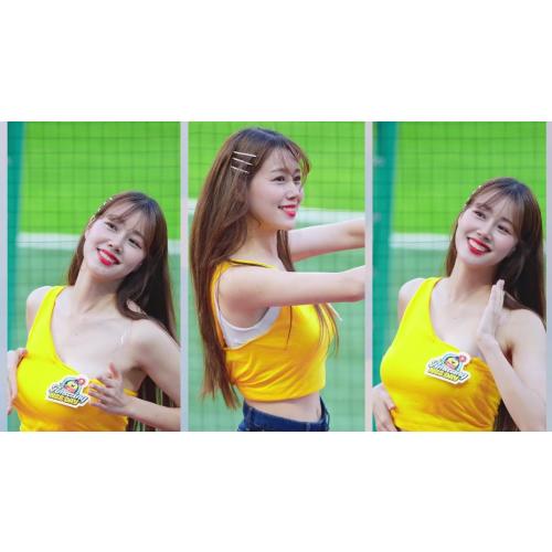 노란색 탑을 입고 섹시댄스를 추는 김도아치어리더는 조아~ (Kim DoA in yellow top at SSG Landersfield)