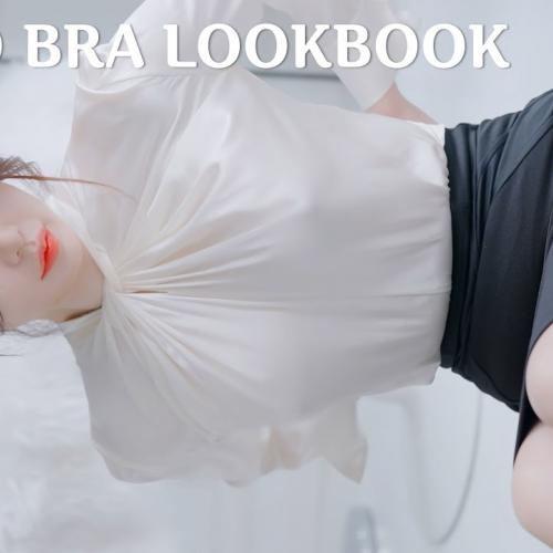[4K 고화질 룩북] 불편해서 노브라로💗 실크 블라우스 스타킹 오피스룩 no bra lookbook